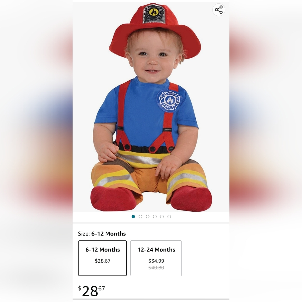 First Fireman Baby Costume 6-12 months